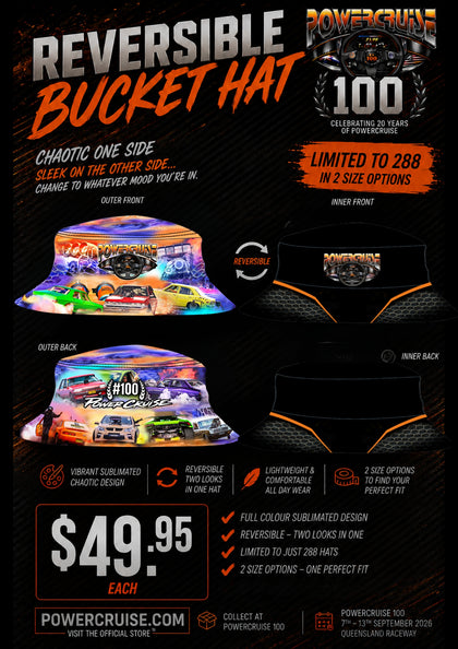 PRE-ORDER - Powercruise #100 Reversible Bucket Hat